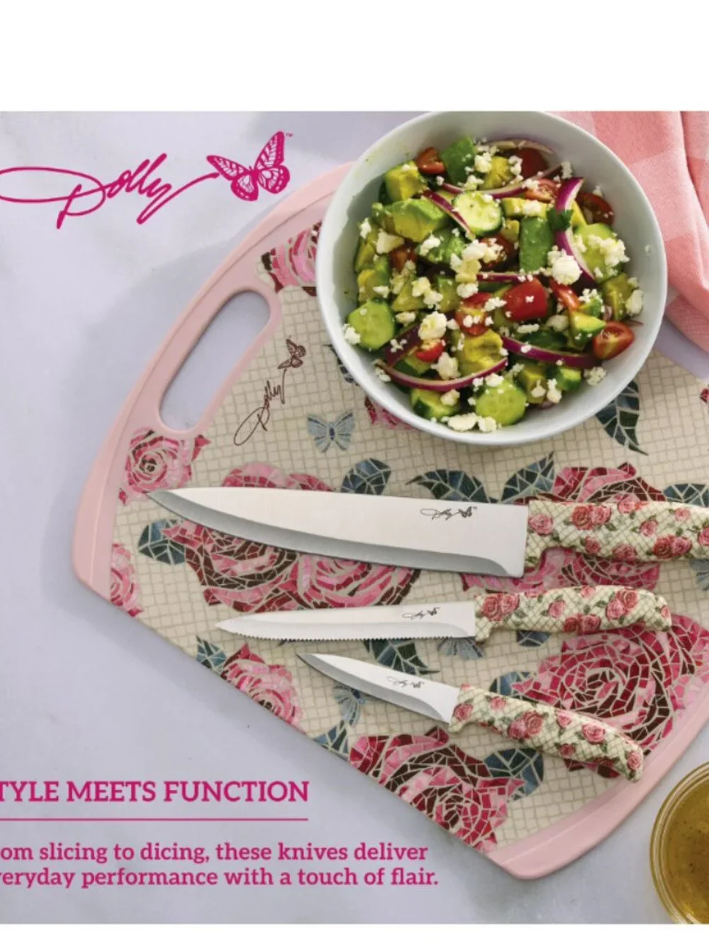 Dolly Parton Kitchen Knife Set 3pc Stainless Steel